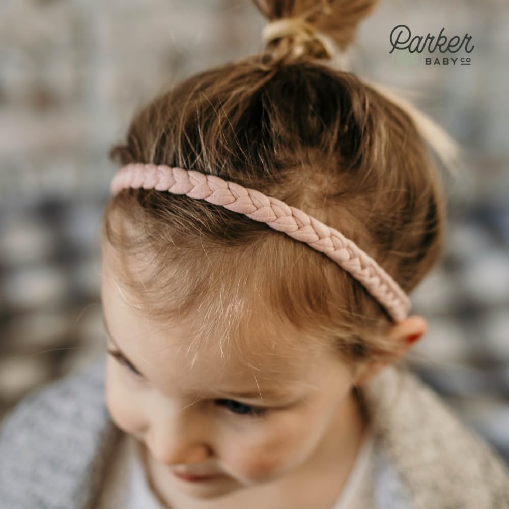 Parker Baby Co. marigold headband on toddler during playtime demonstrates comfortable wear