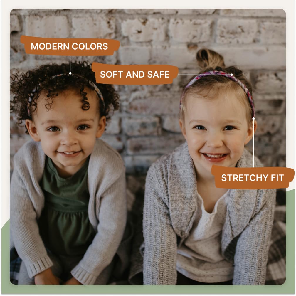 Parker Baby Co. marigold solid pink braided headband with stretchy, secure fit for active toddlers
