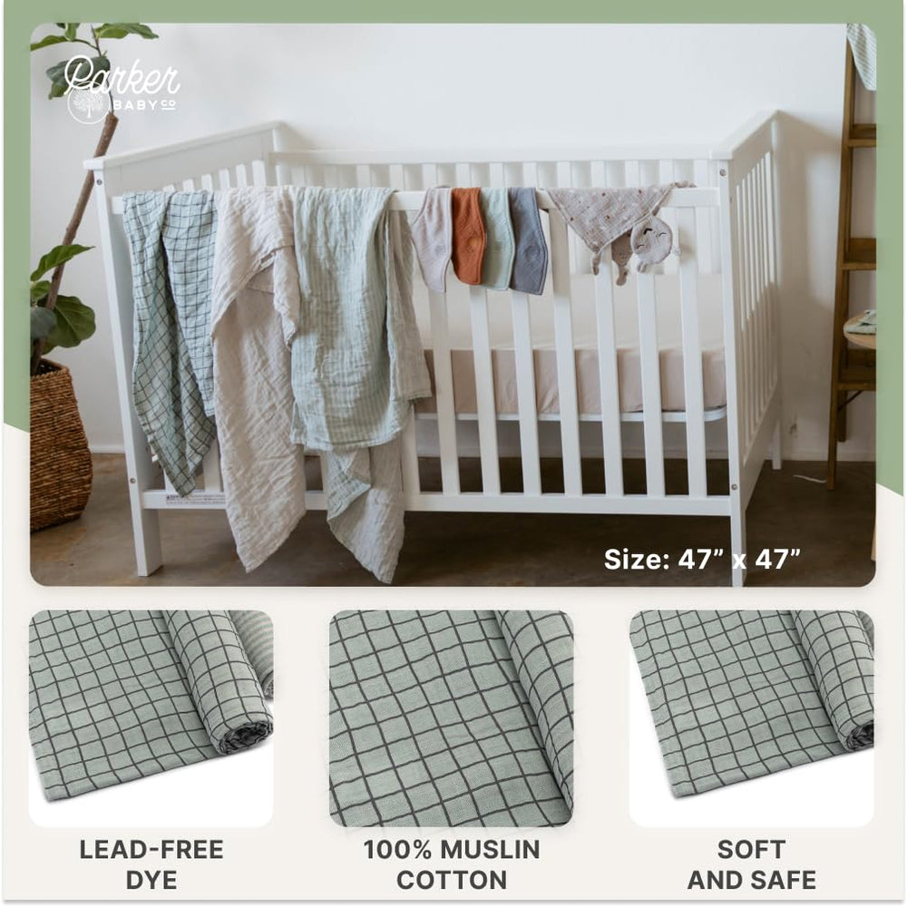 Parker Baby Co sage swaddle 47x47 ready for cozy swaddling sessions