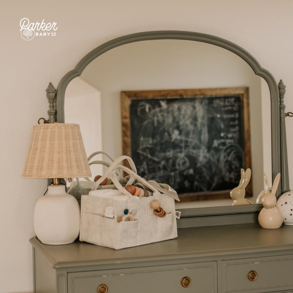 Parker Baby Diaper Caddy bedside access keeps nighttime feeds nearby.