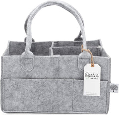 Parker Baby Diaper Caddy gray with versatile nursery storage for diapers and wipes.
