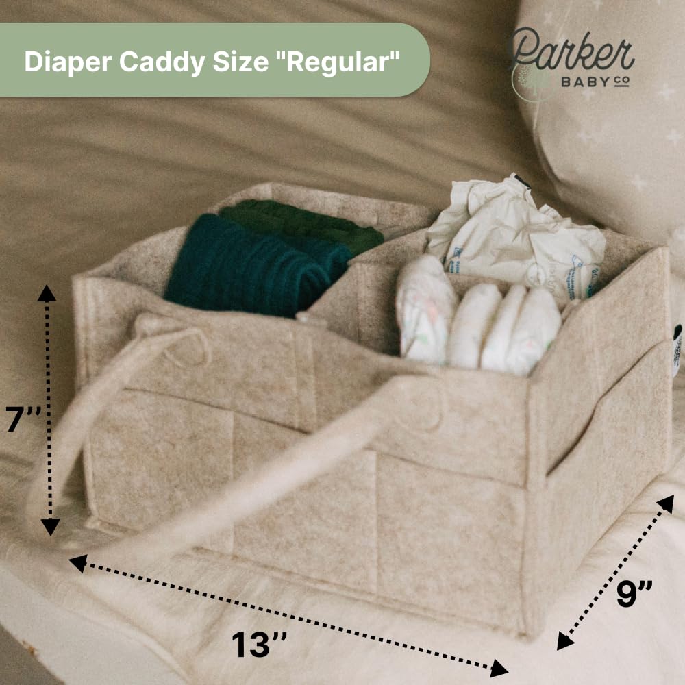 Parker Baby Co. car-setup image shows organized car caddy for on-the-go parenting.
