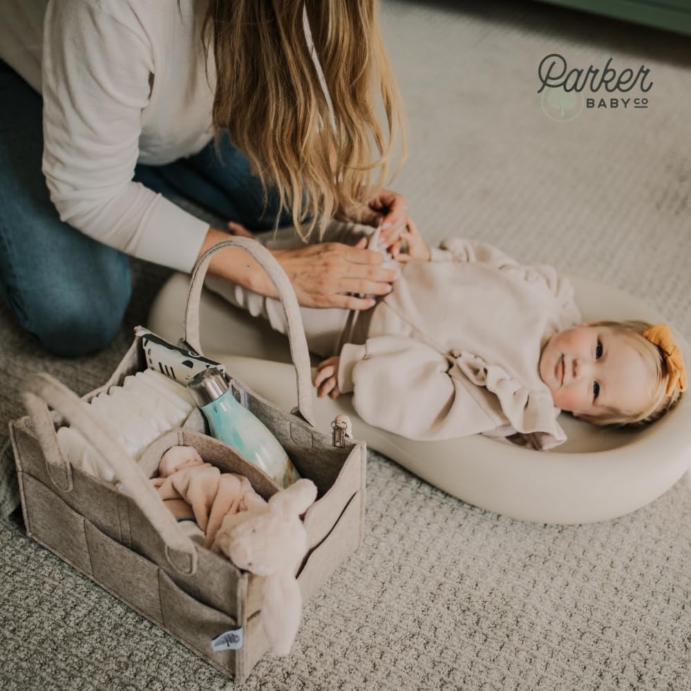 Parker Baby Co. soft felt material conveys durability and easy maintenance.