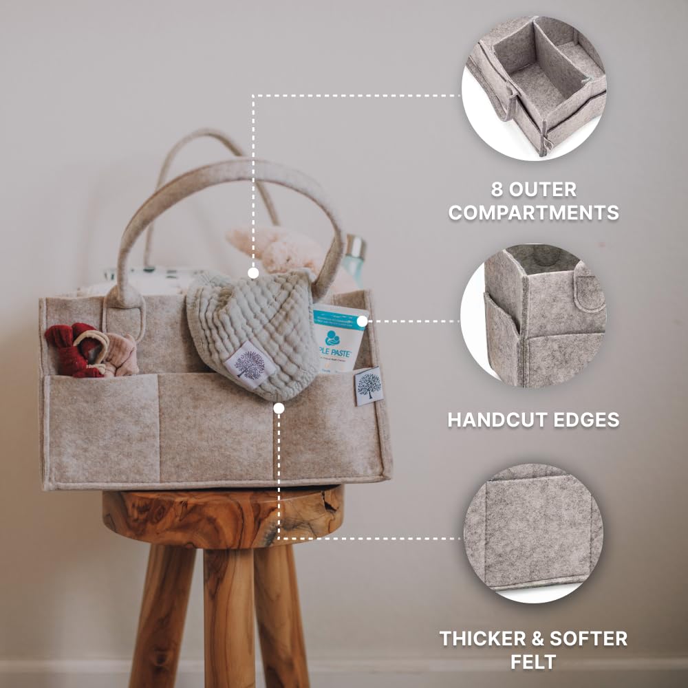 Parker Baby Co. sturdy handle emphasizes portability between rooms.