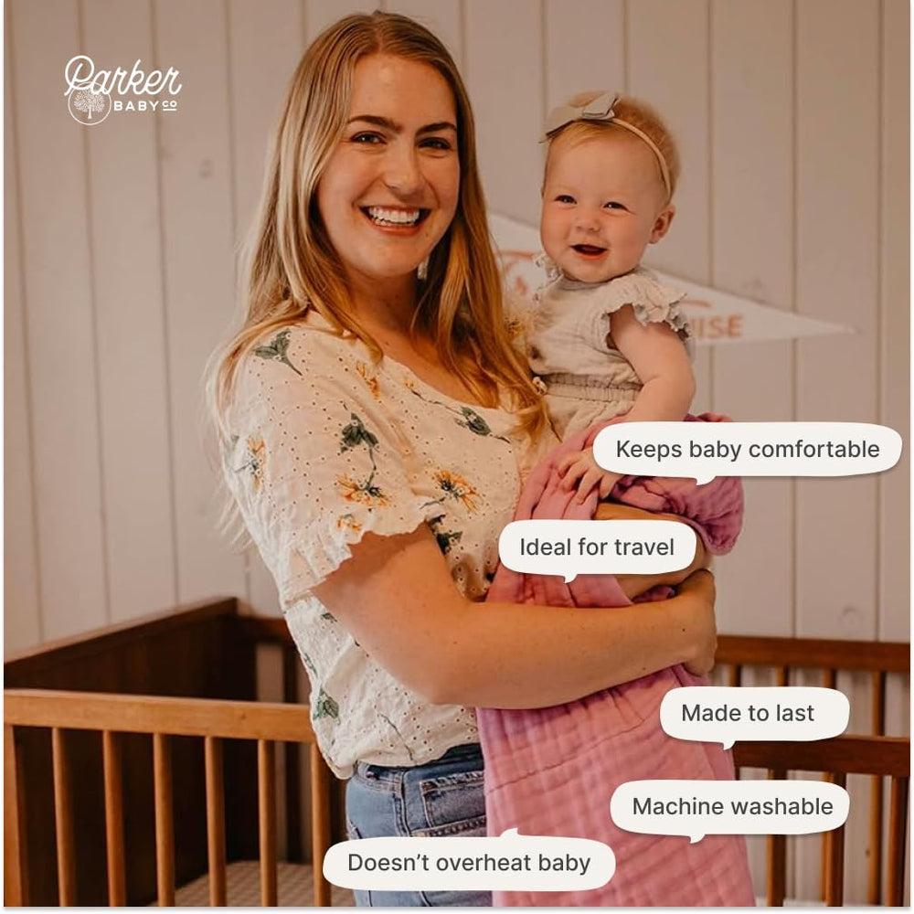Parker Baby Co. muslin blanket car seat compatibility for on-the-go comfort.