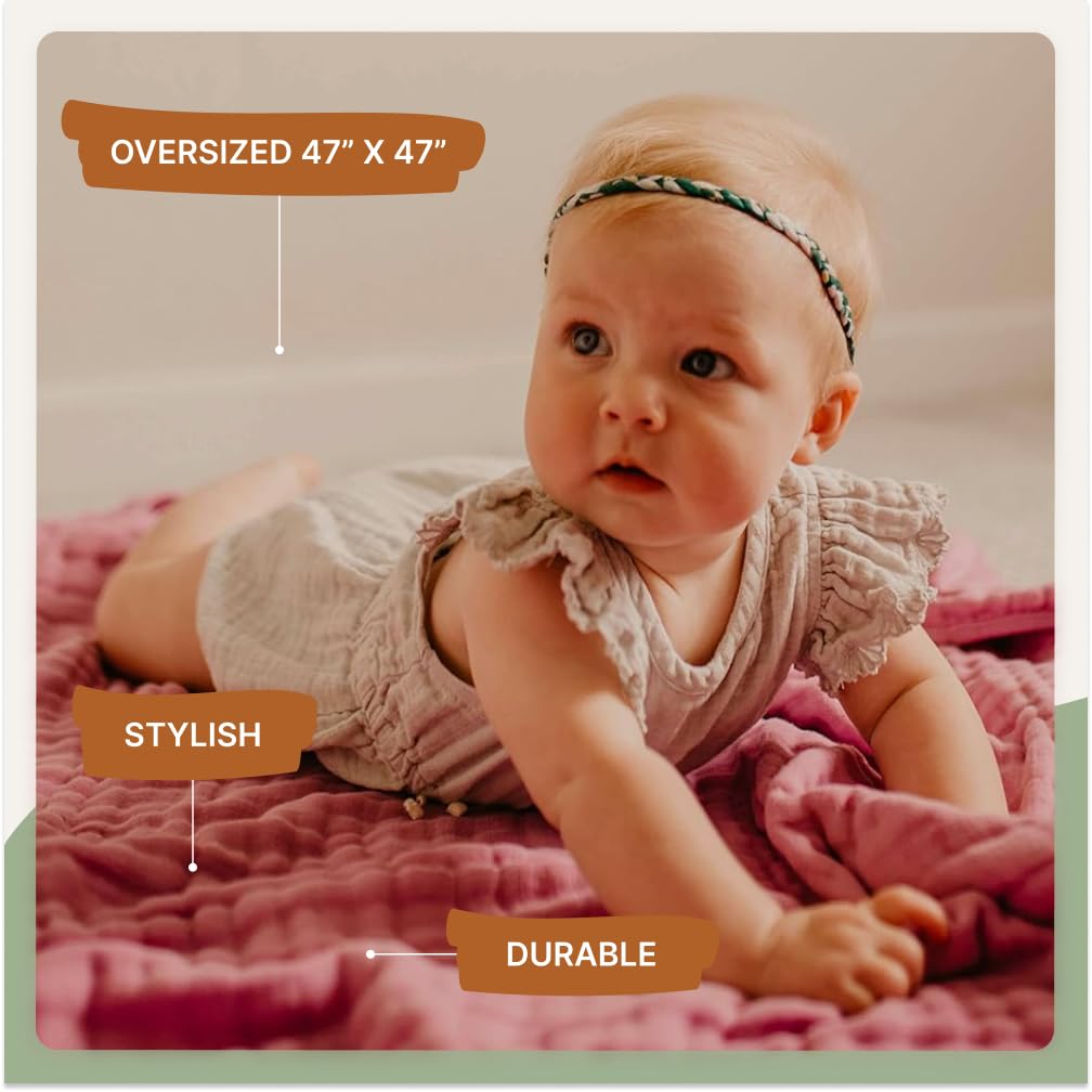 Parker Baby Co. muslin blanket crib coverage with generous 47-inch square.