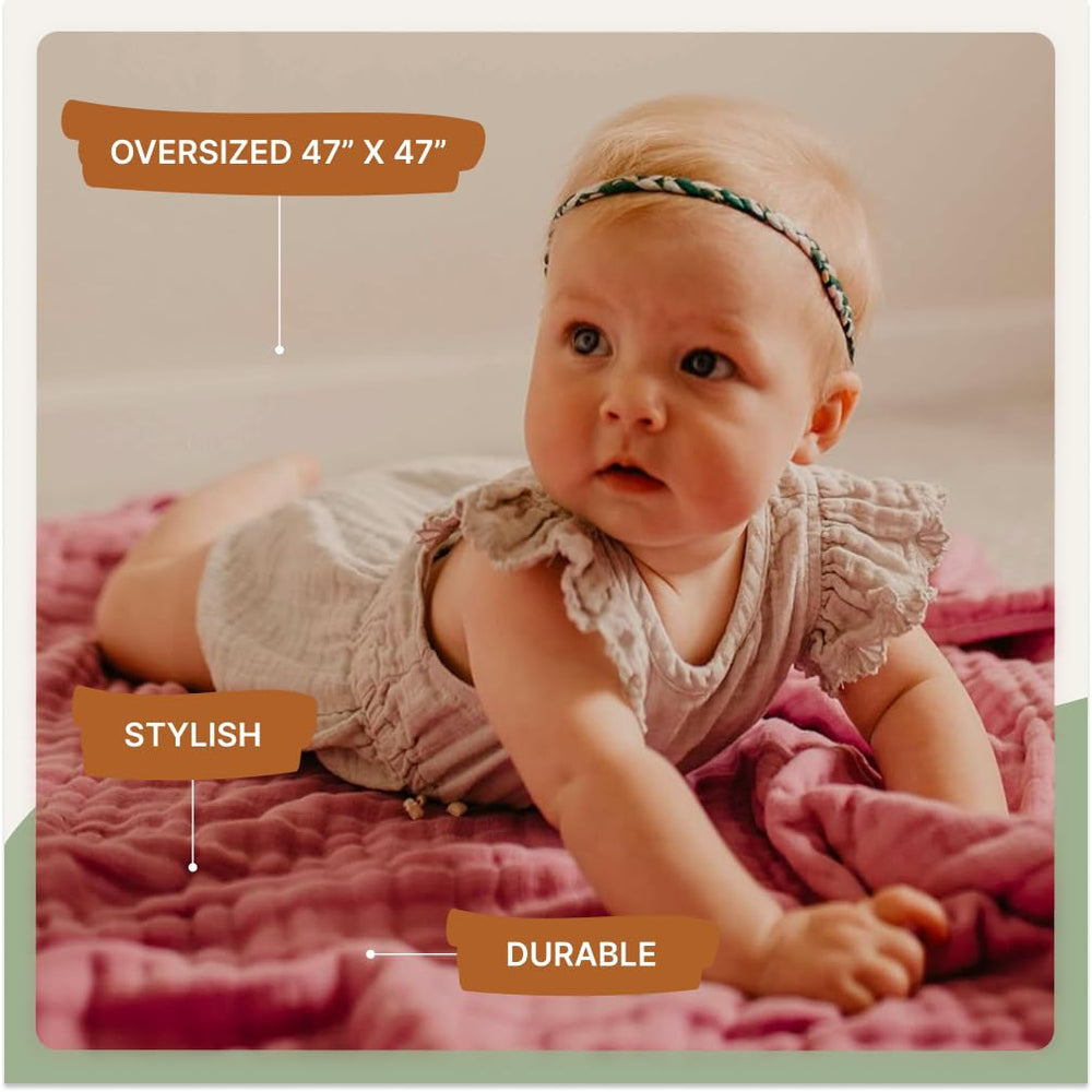 Parker Baby Co. muslin blanket crib coverage with generous 47-inch square.