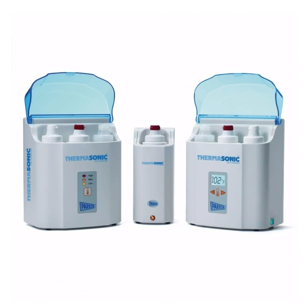 Parker Labs Thermasonic gel warmer, front view, maintains ready temperature for faster ultrasound prep