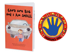 Parking Pal magnet on car demonstrates a safe spot concept for children