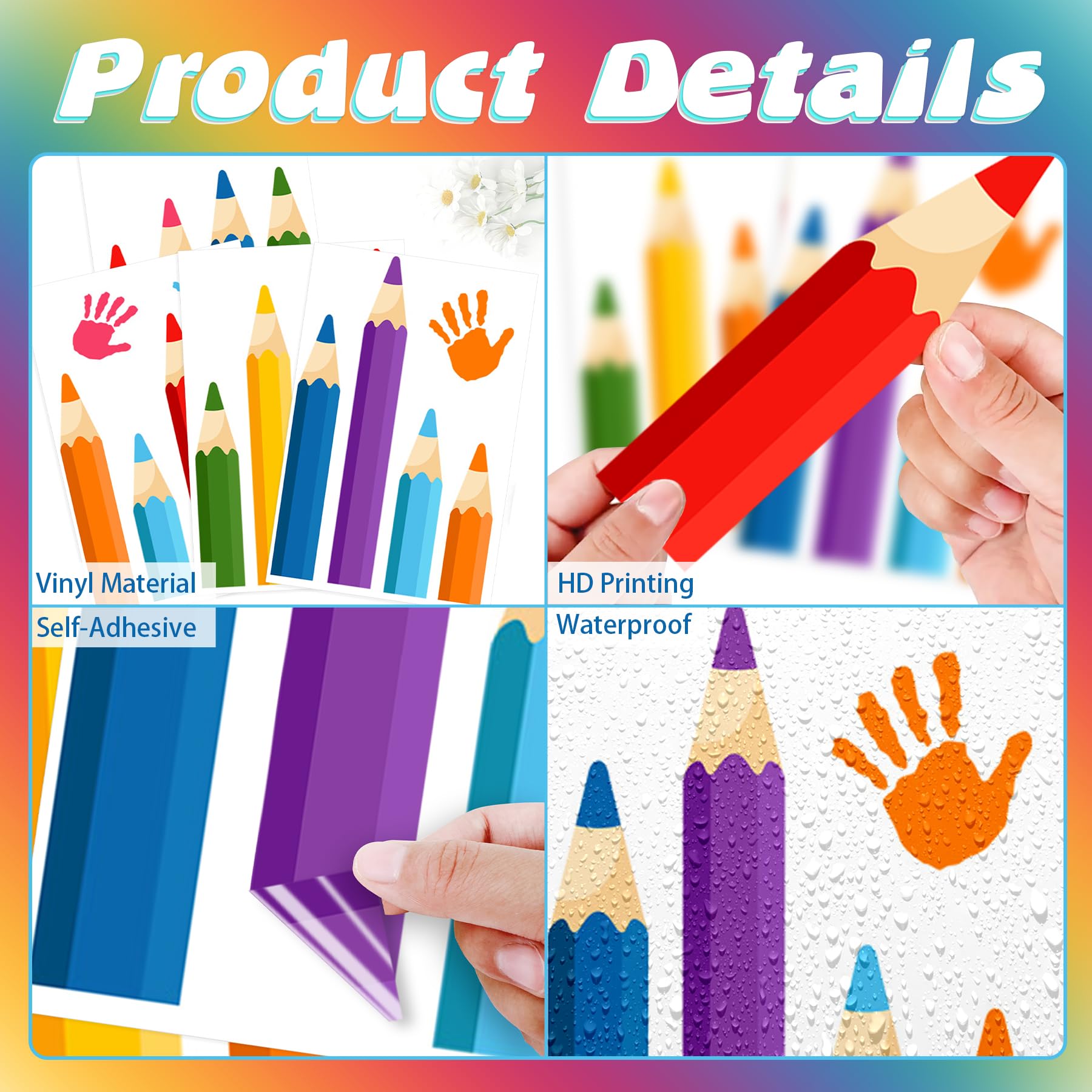 PartyGarden colorful pencils wall decor enhances kids' rooms and learning corners.