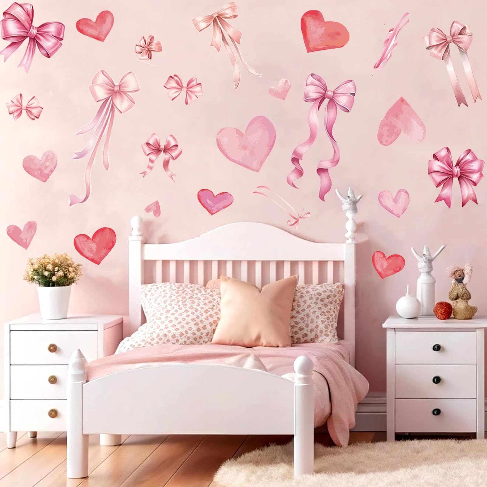 Watercolor bow pattern stickers from PartyGarden add charm to walls