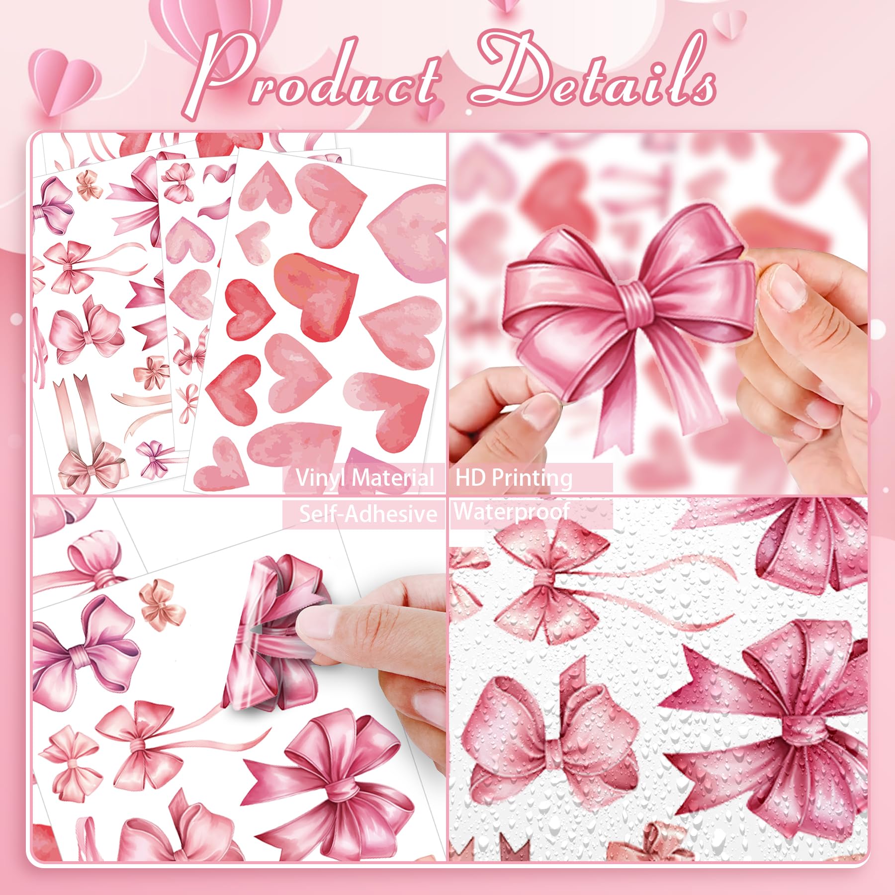 Watercolor bows and hearts wall accents by PartyGarden for vibrant styling