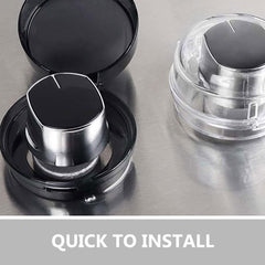 PartyKindom close-up of sleek plastic knob covers blending with a modern kitchen.