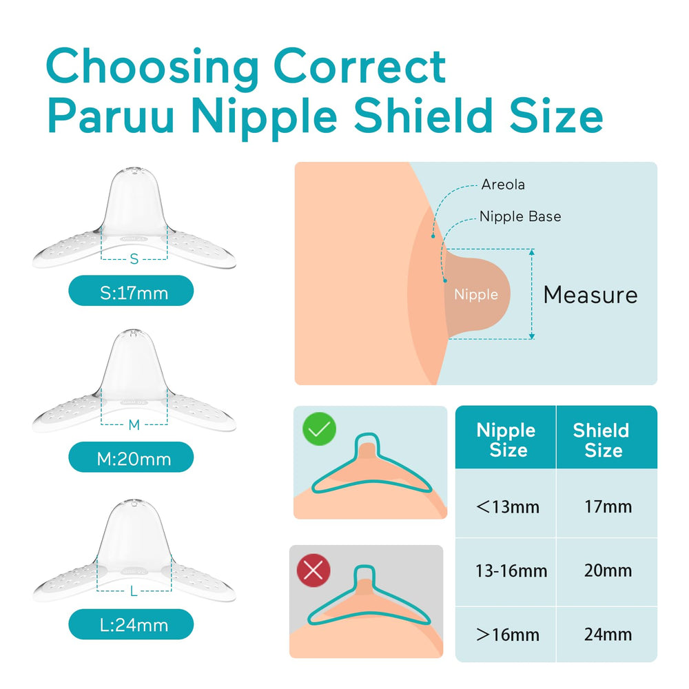 Paruu 24mm nipple shield provides larger coverage for comfort and control.