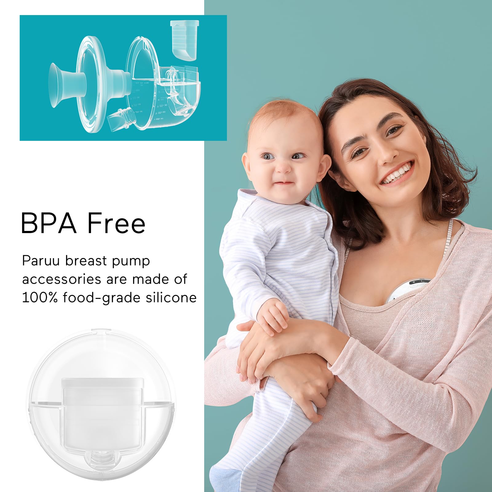 Paruu P10 28mm single-sealed flange ensures a tight seal and better milk collection.