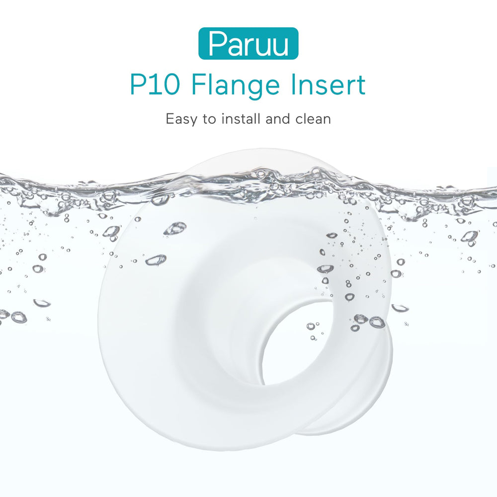 Paruu P10 19mm flange insert detail, sterilizable silicone for reuse.