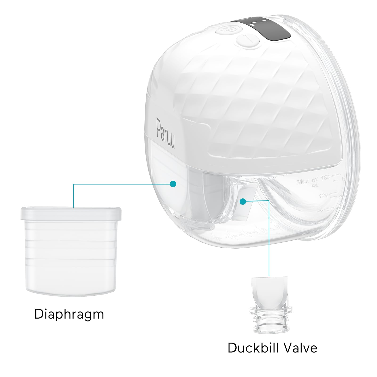 Paruu P10 diaphragm helps seal during expressing for leak prevention.