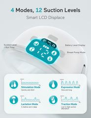 Paruu P16 LED display clearly shows battery, time, mode, and suction level for quick adjustments.