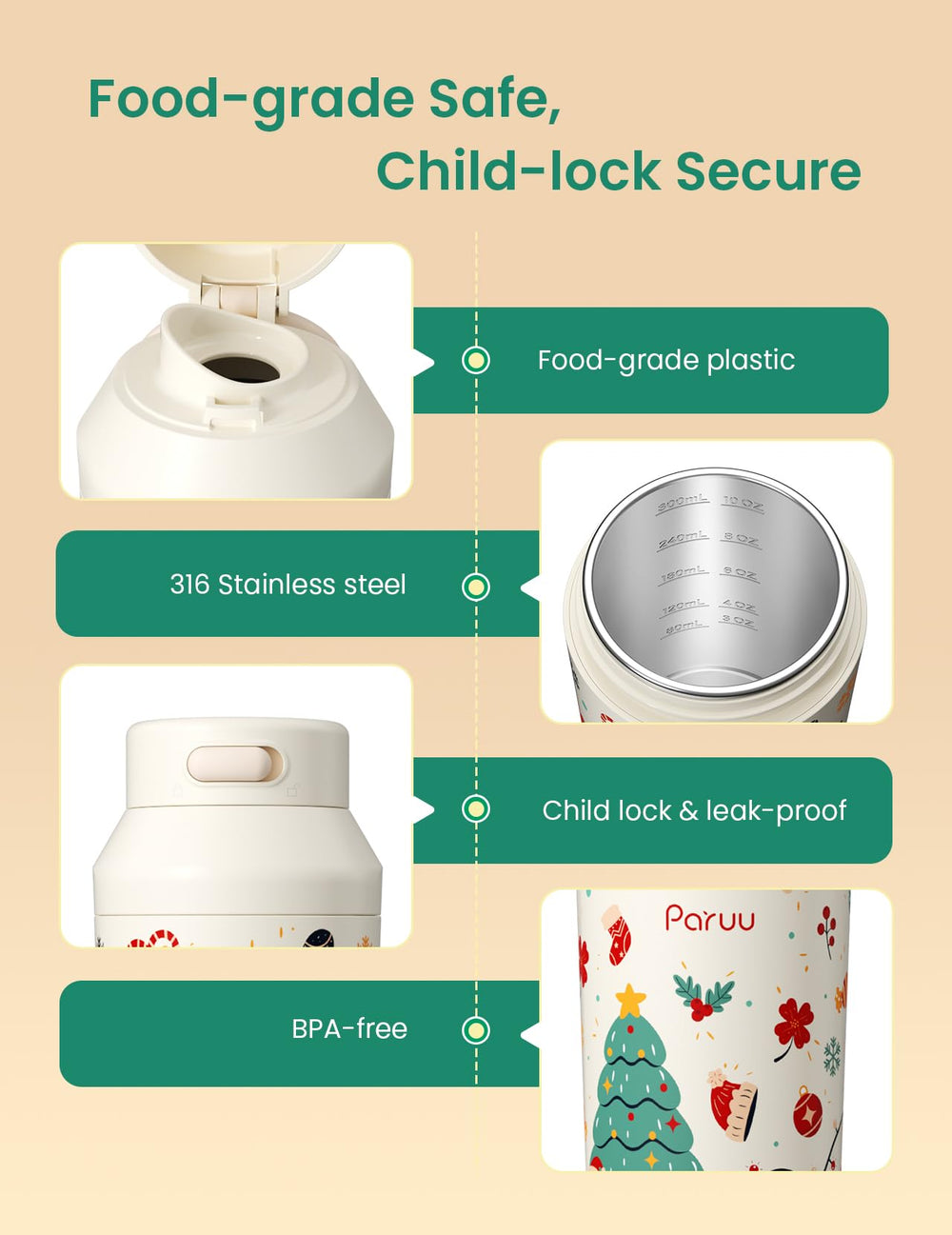 Paruu warmer made with food-grade BPA-free materials.