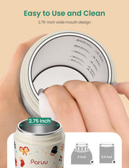 Paruu warmer wide-mouth opening, easy cleaning after feeding.