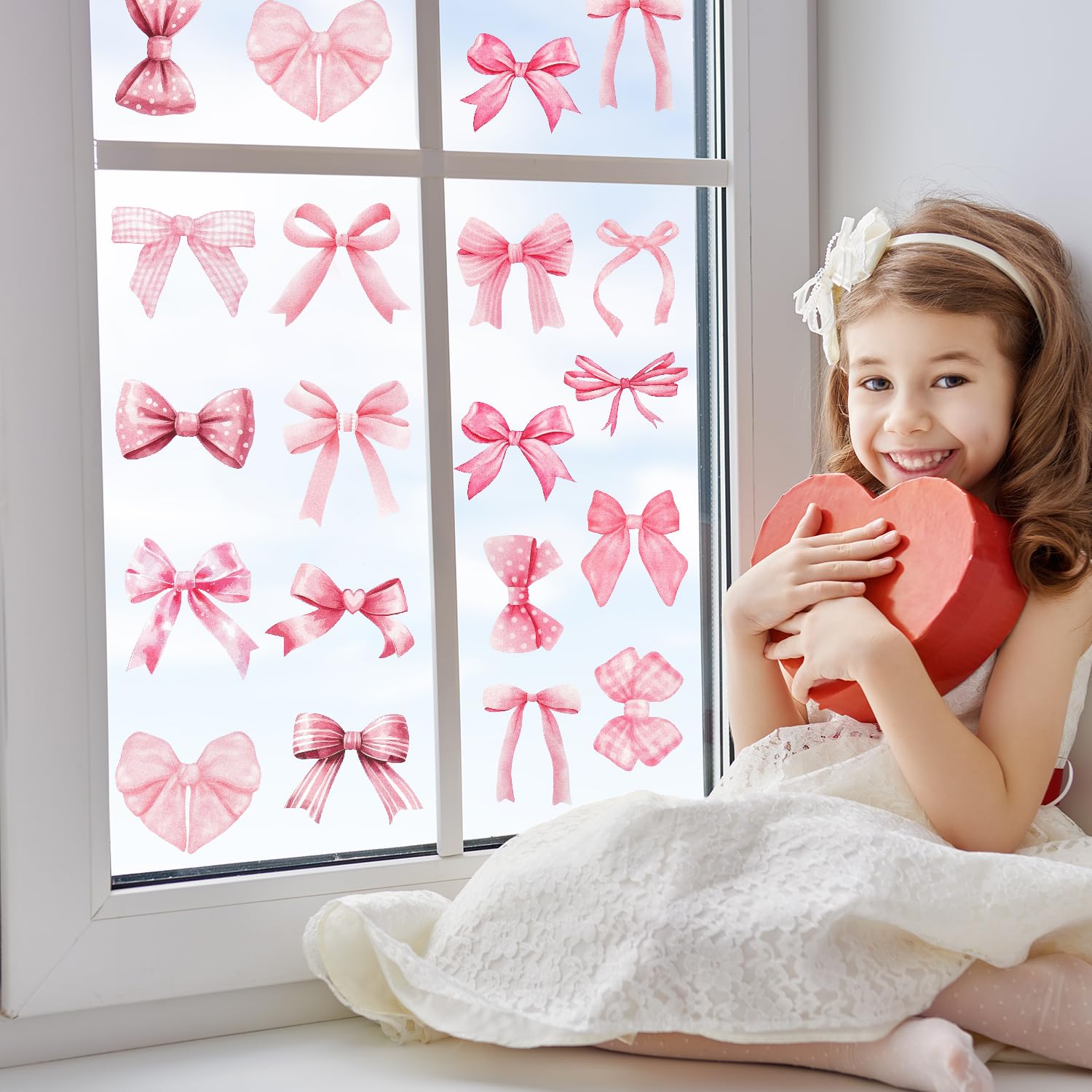 Pasonly pink watercolor bow wall sticker is easily reusable on clean surfaces.