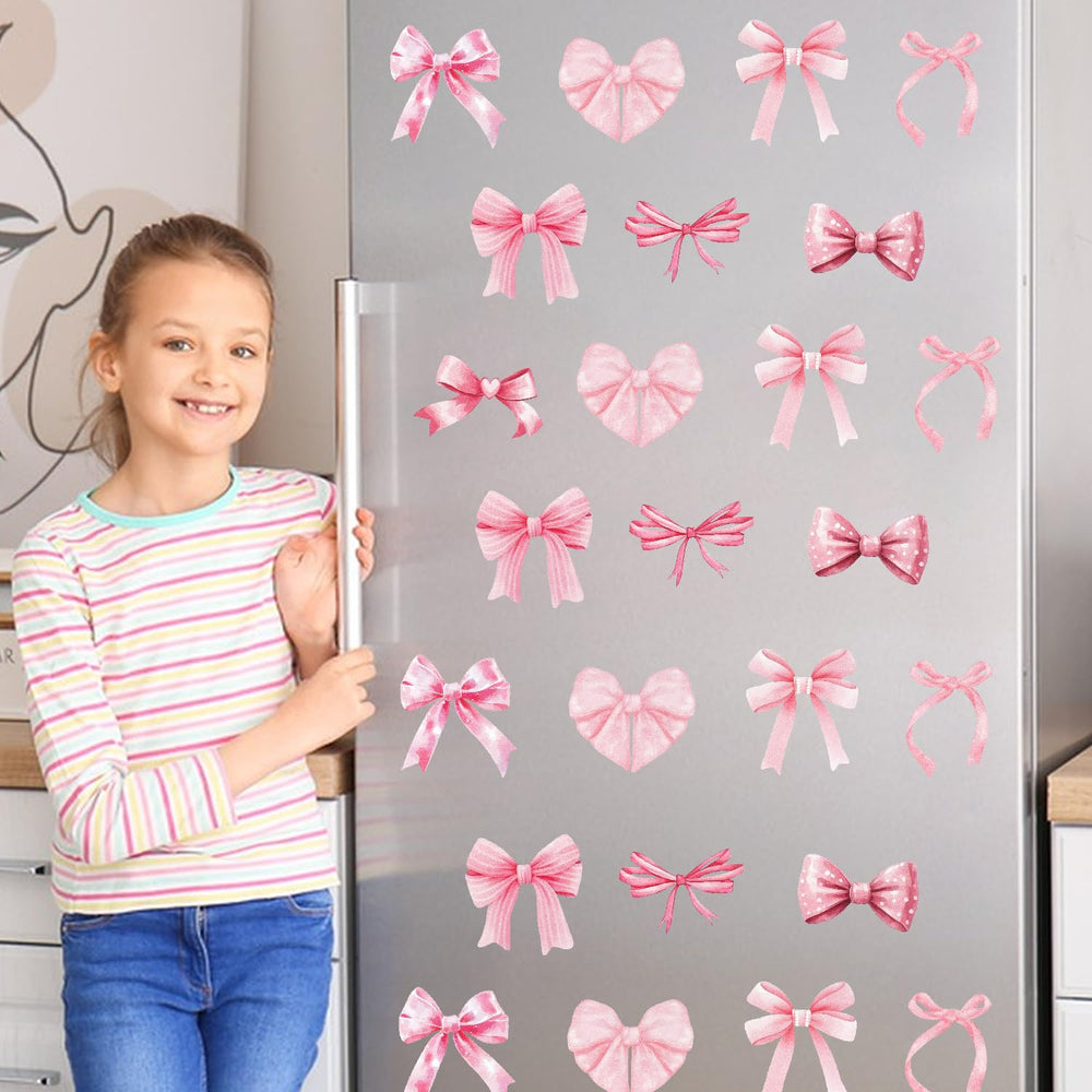 Pasonly pink watercolor bow wall sticker leaves no residue when removed.