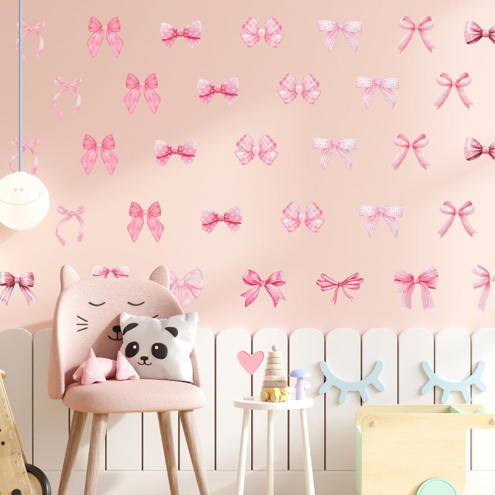 Pasonly pink watercolor bow wall sticker helps create romantic accent walls.