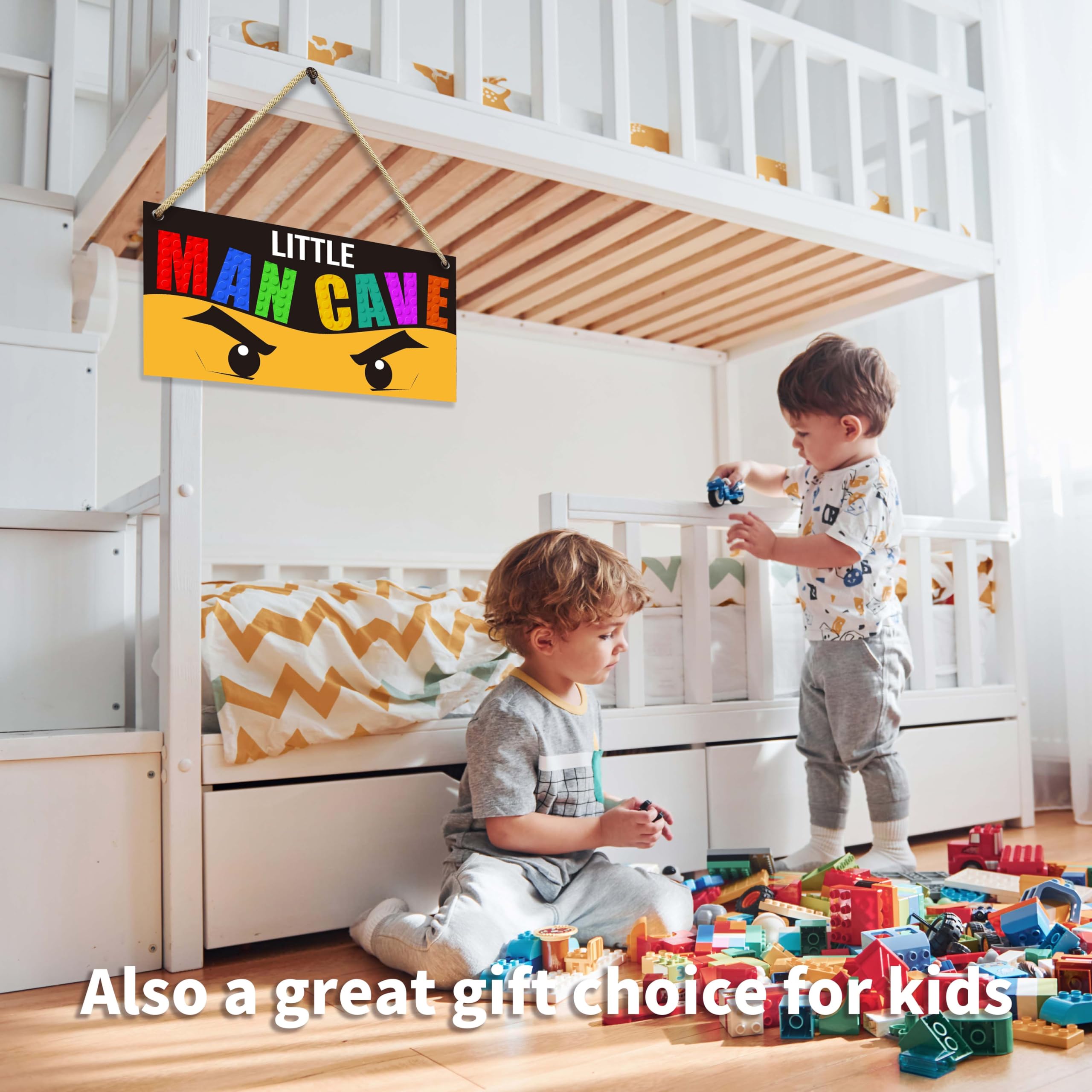 Patcate boys room wall art featuring Little Man Cave sans text, rustic charm.