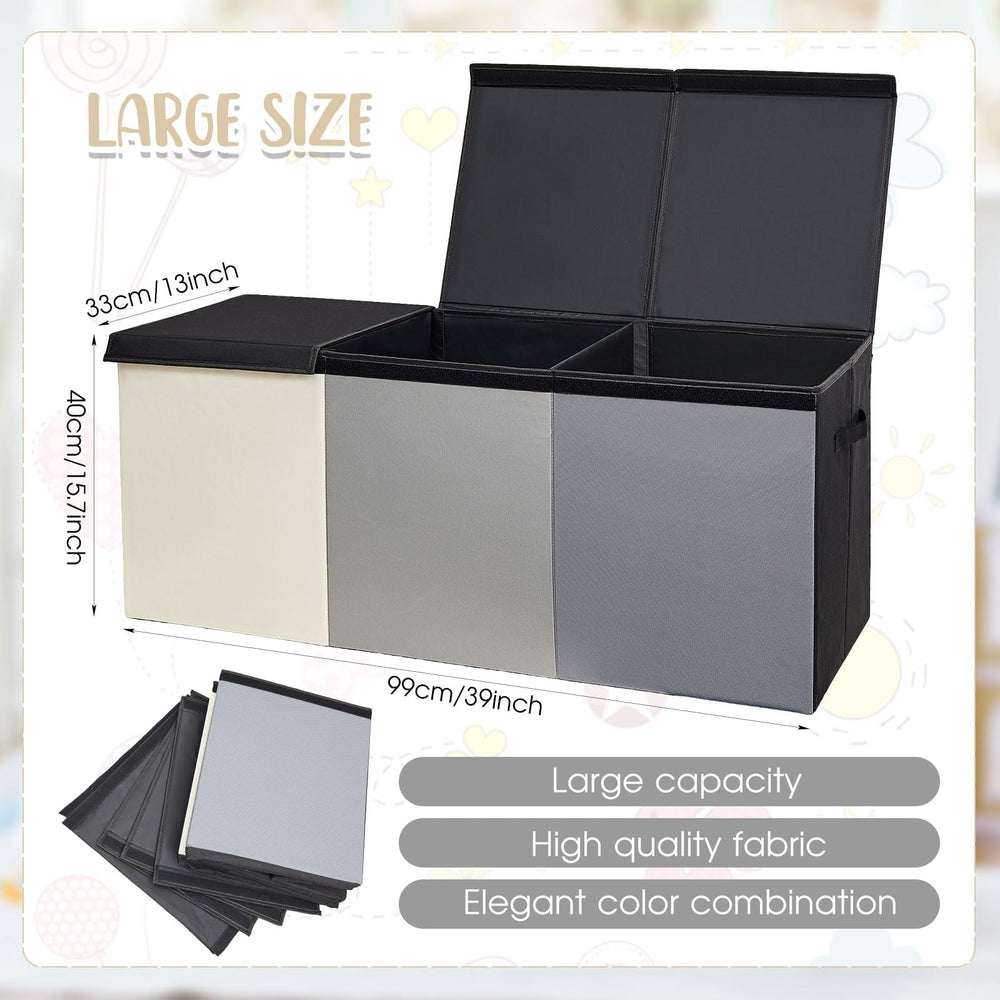 Patelai collapsible gray toy box saves space when not in use, ideal for small rooms.