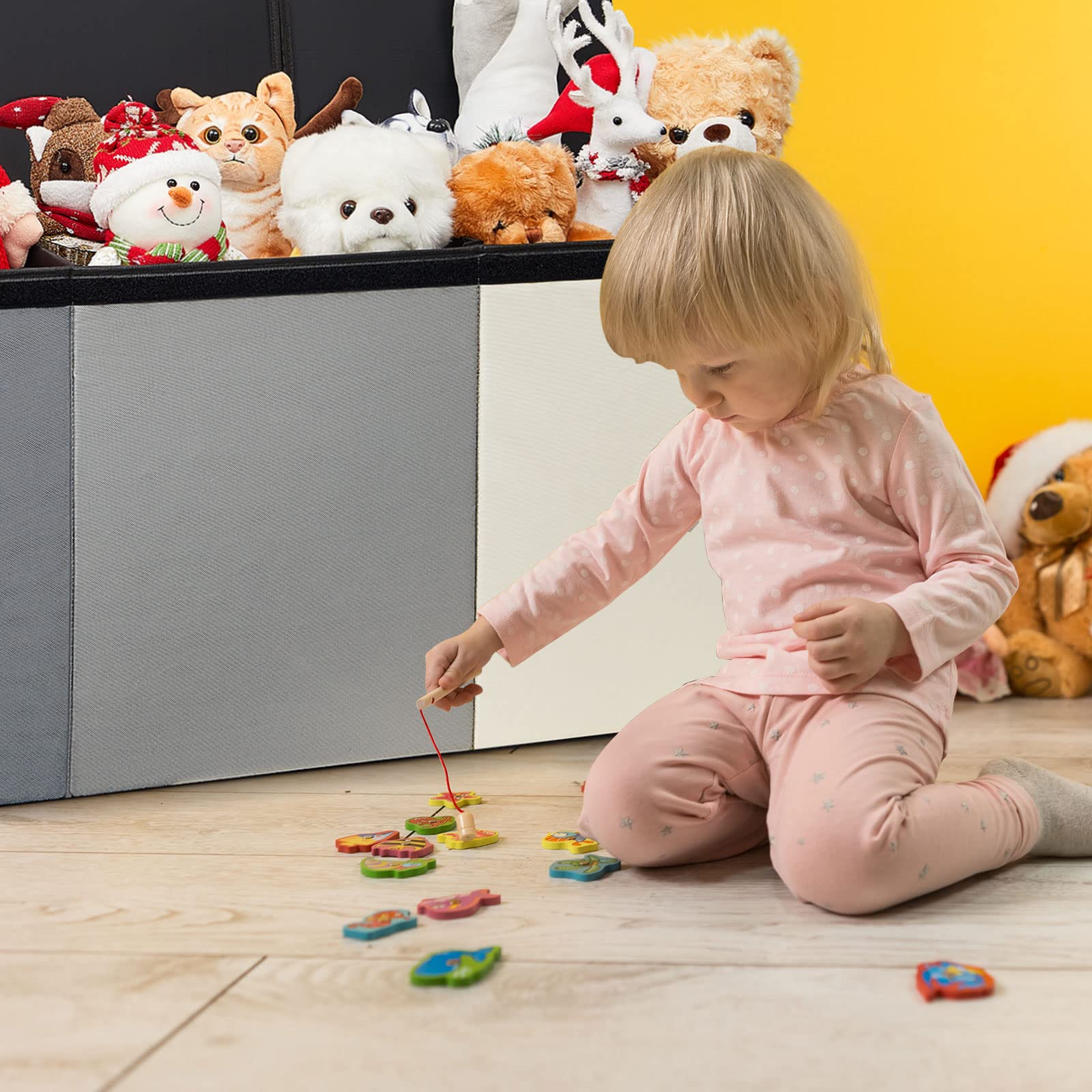 Patelai gray toy chest suits kid rooms and nurseries for tidy storage.