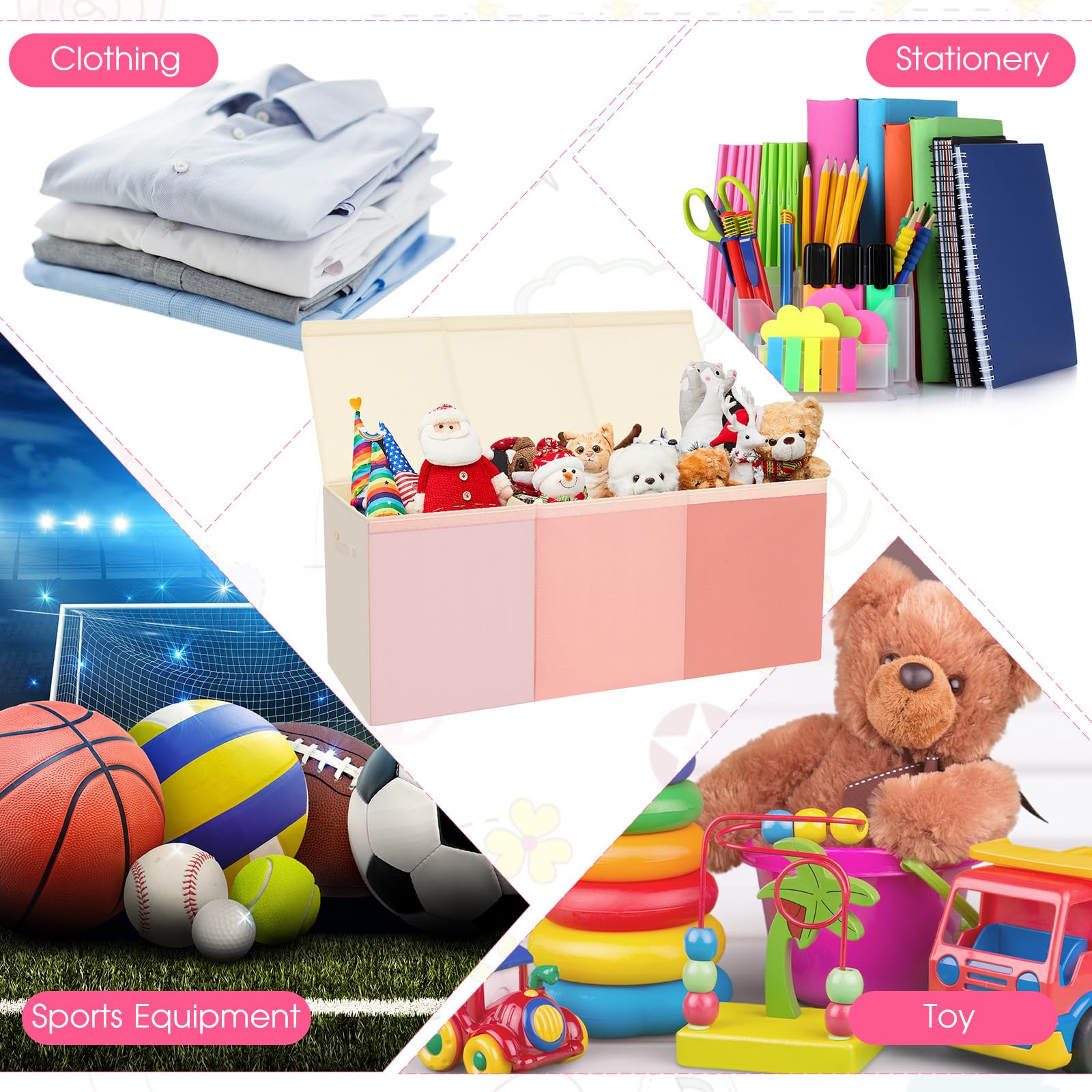 Patelai pink storage chest made from durable non-woven fabric for long use.