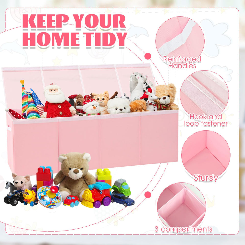 Patelai toy box interior with dividers keeps items organized