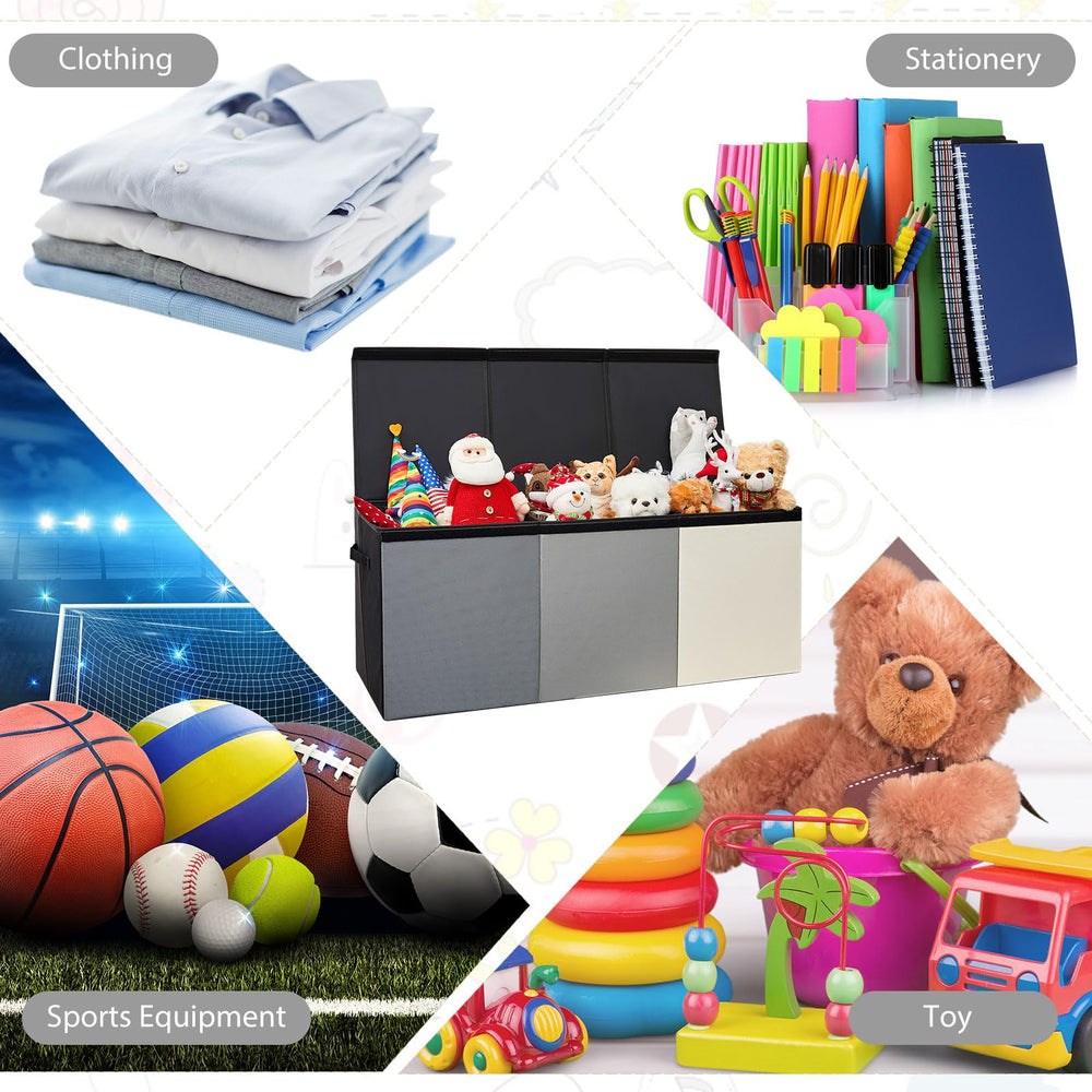 Patelai toy chest with removable dividers adapts to separate items.