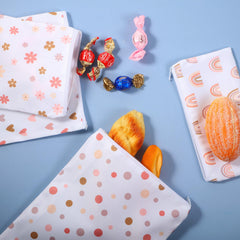 Paterr four sizes illustrated for different snack portions.