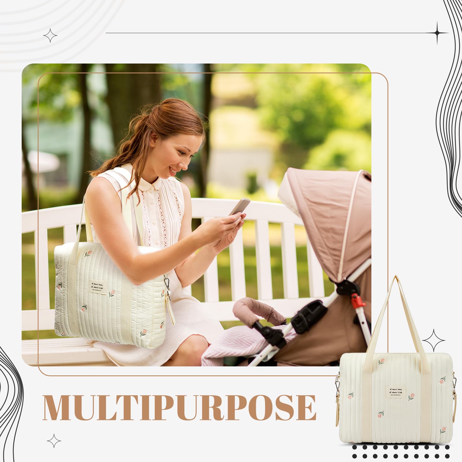 Paterr tote used during a walk or picnic for easy packing.