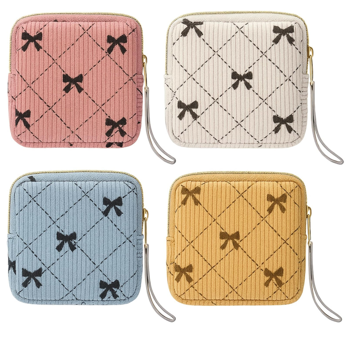 Paterr four-pack corduroy period bags for teen storage in a row