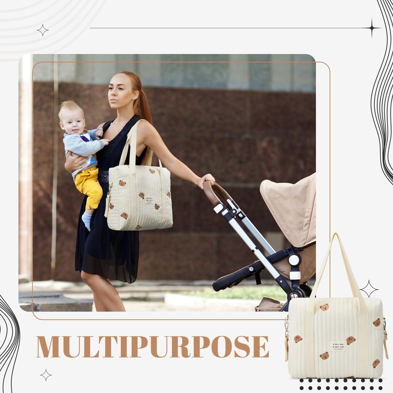 Paterr two-piece diaper bag set for immediate use and versatile storage