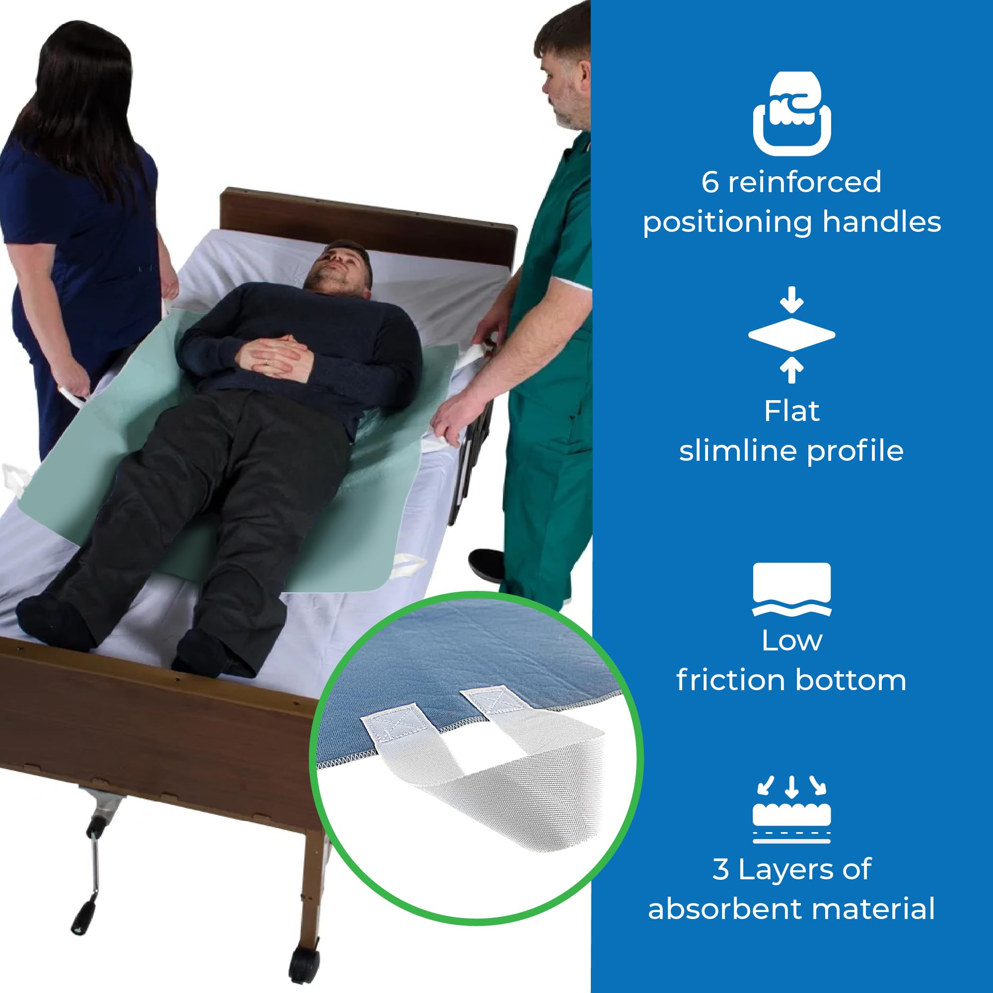 Patient Aid machine-washable bed pad that dries quickly for repeated daily use.