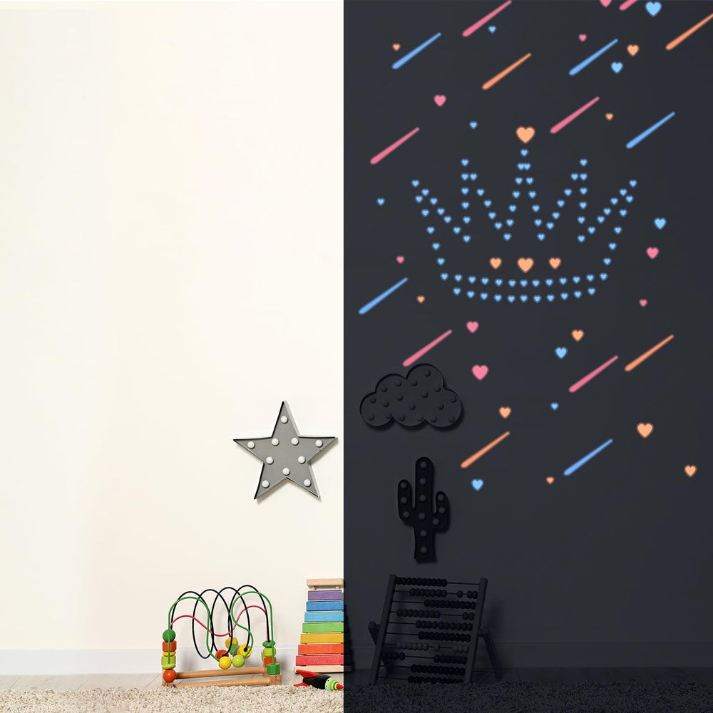 PATIKIL glow hearts on ceiling form a starry pattern for a comforting sleep ambiance