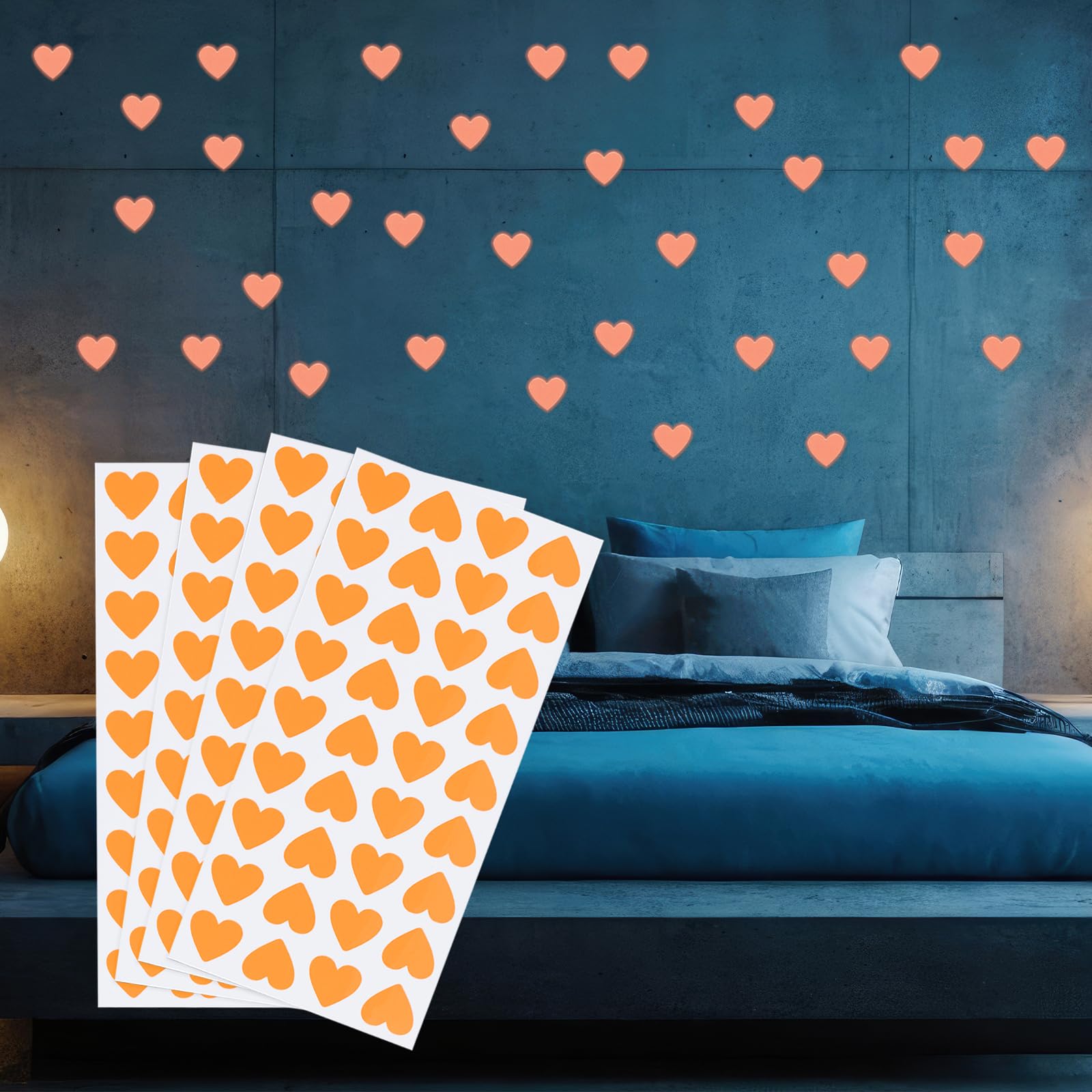 PATIKIL glow heart stickers on wall create soft night lighting for a cozy kid's room