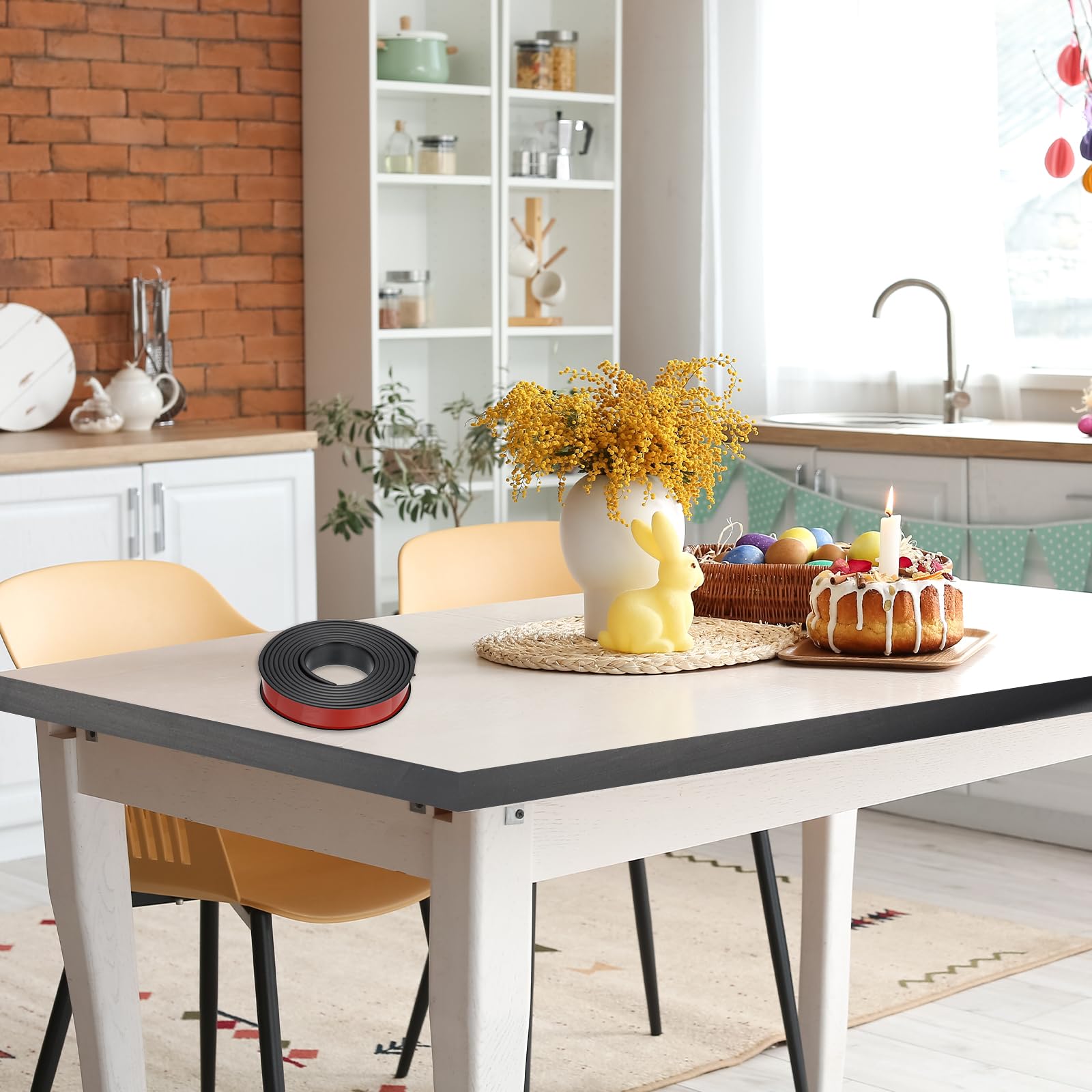 Soft, elastic PATIKIL edge band bends around corners for seamless furniture edges.