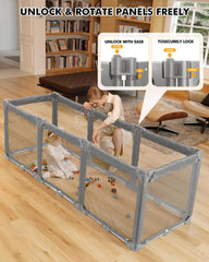 Patywaga 8-panel foldable fence adapts to irregular rooms and doorway openings.