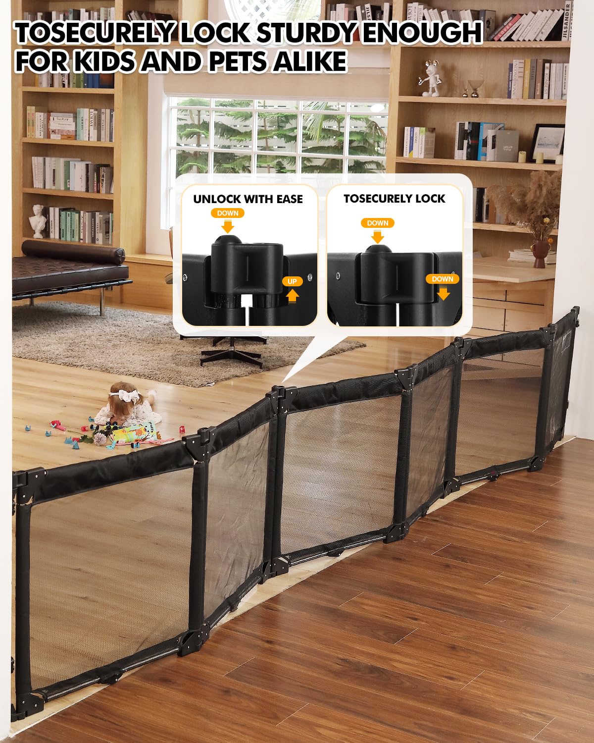 Patywaga baby gate latch system offers easy one-hand opening and secure closure