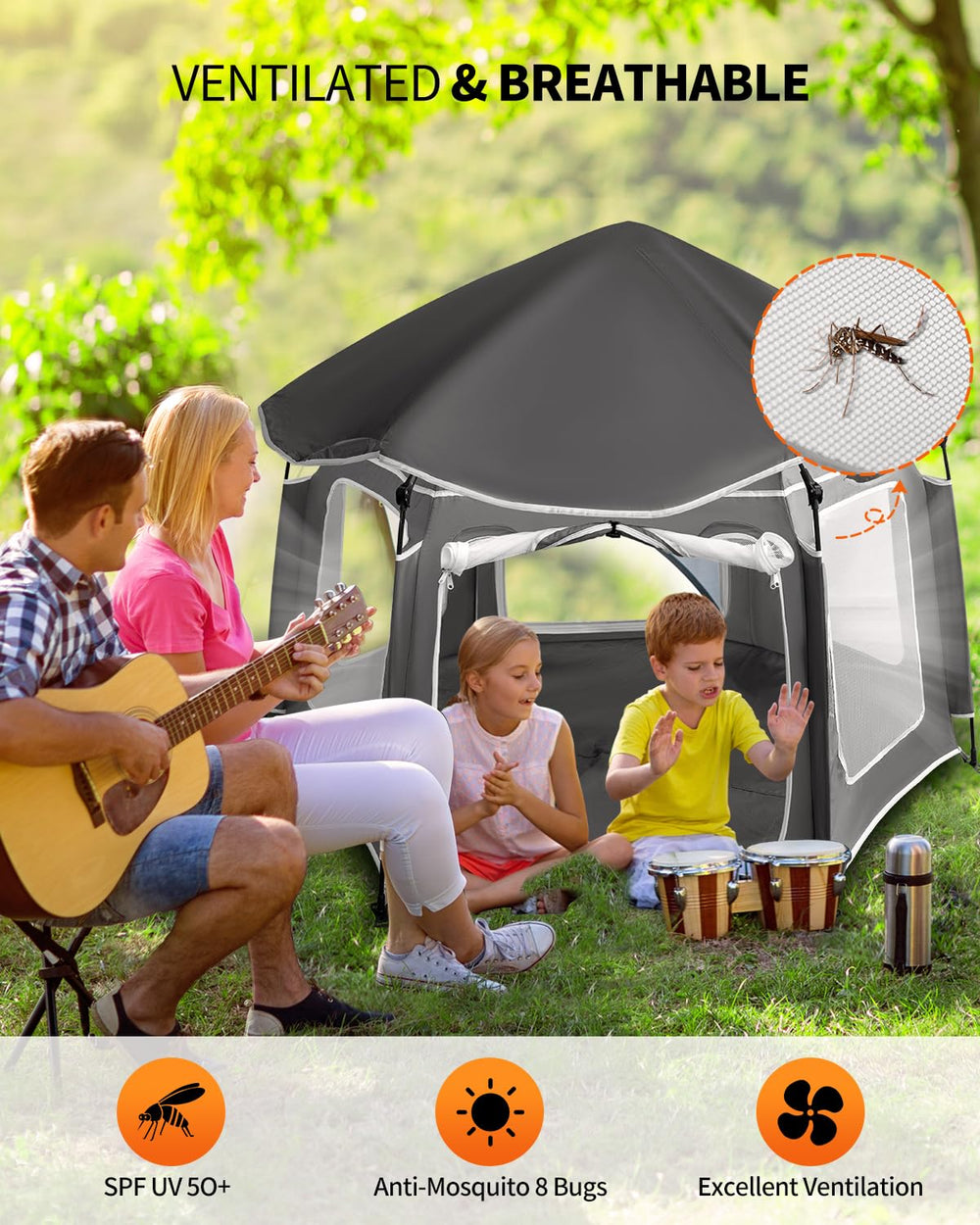 Patywaga durable steel frame ensures stability on floors and lawns.