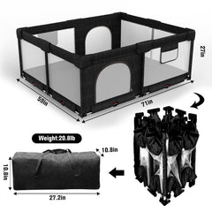 PATYWAGA extra-large playpen sized 59x71 inches for indoor or outdoor use