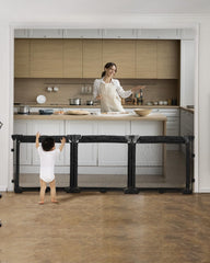 Patywaga extra wide gate with mesh for wide hallways and safe toddlers.