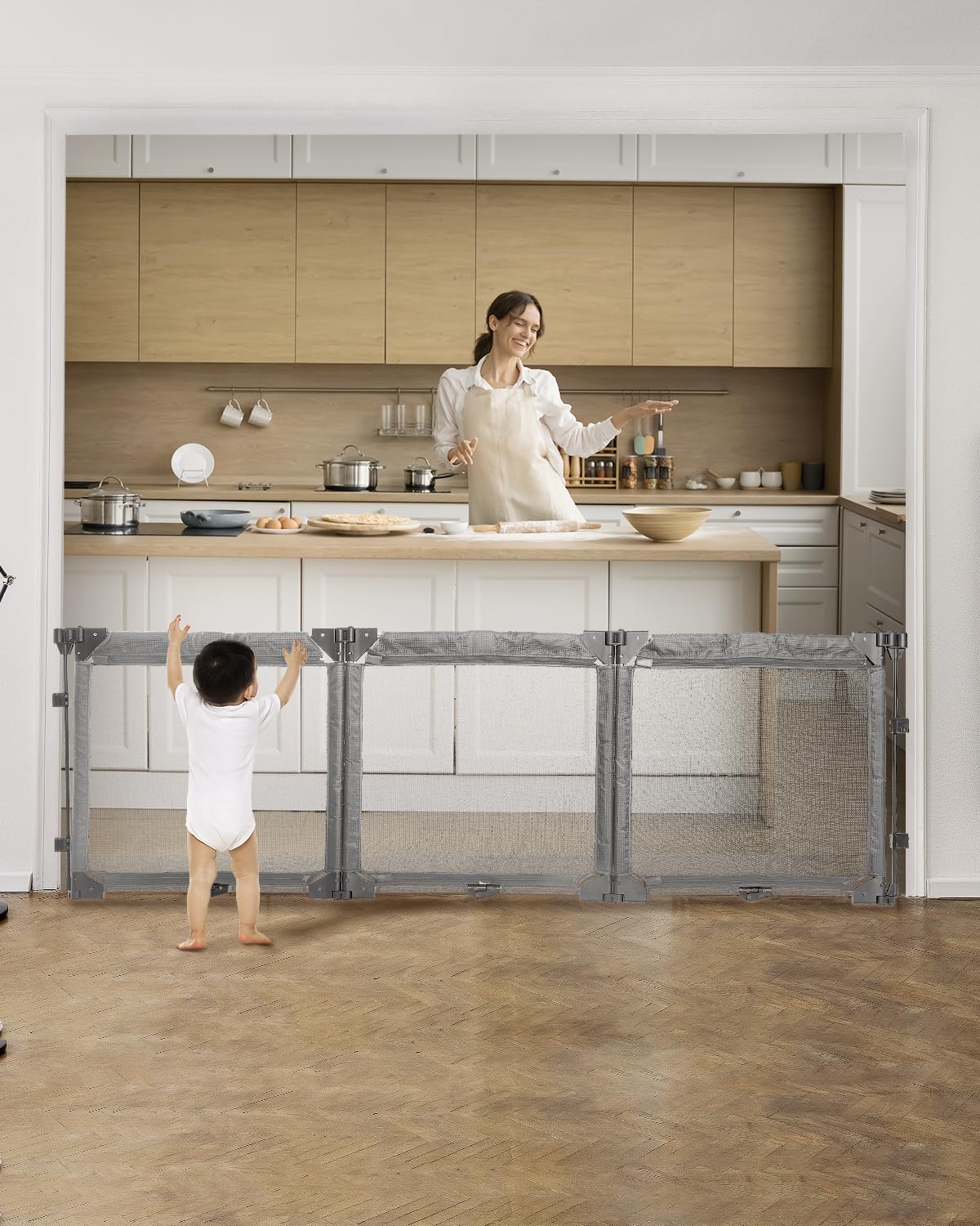 Patywaga extra wide baby gate open view for wide hallway coverage and easy access