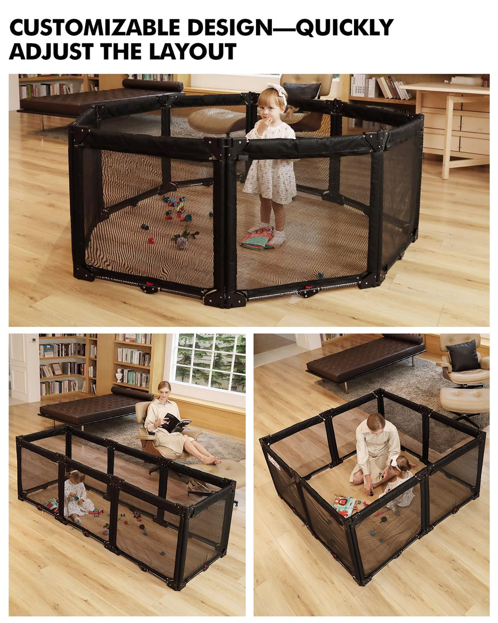 Patywaga foldable playpen folded for easy storage and space-saving.