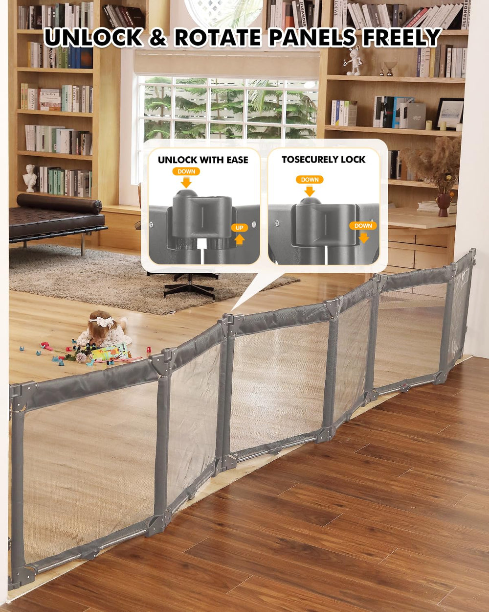 Patywaga foldable baby gate portable for travel and quick storage.