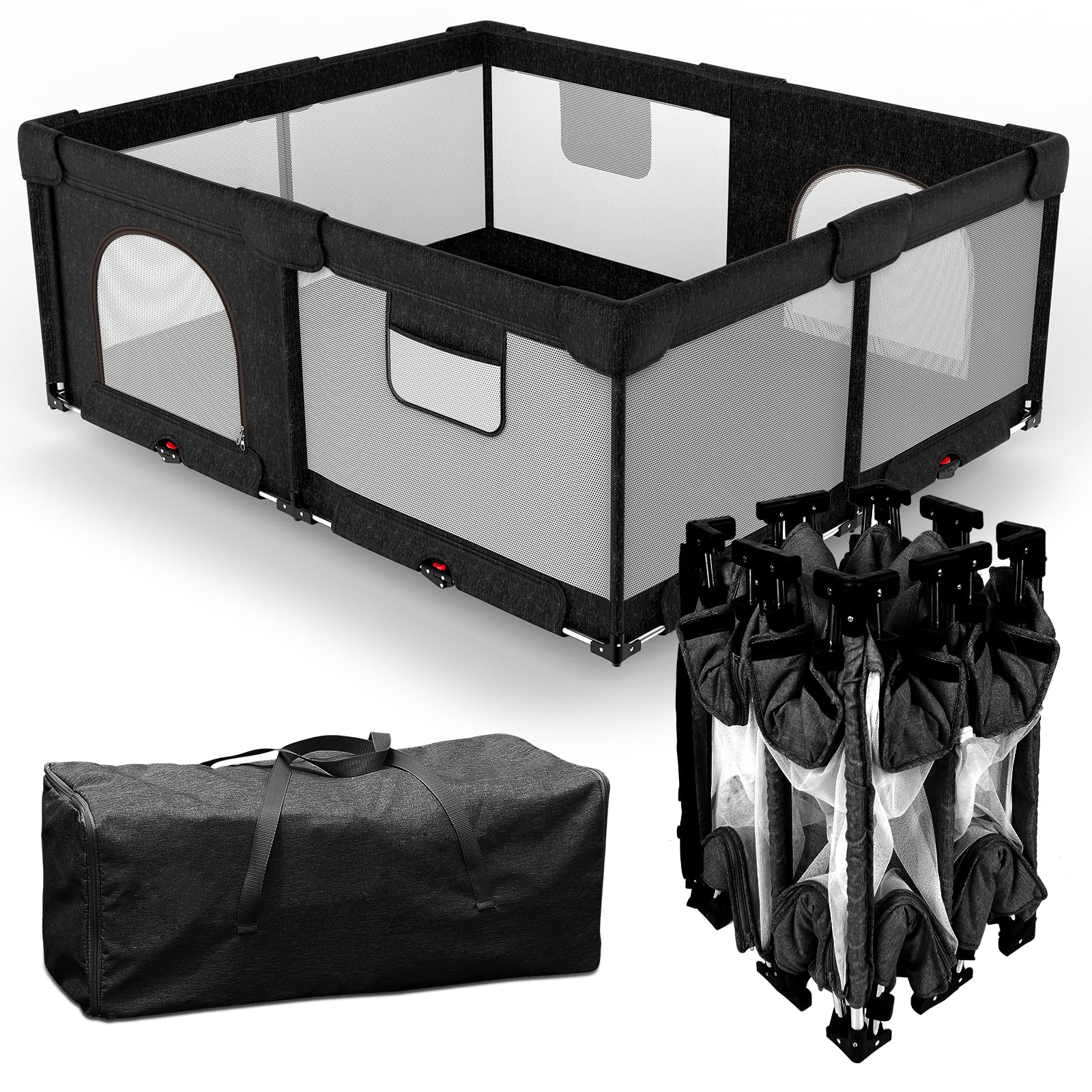 PATYWAGA foldable baby playpen with gate offering quick setup for on-the-go families